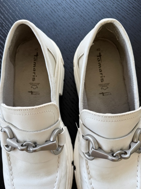 Tamaris White Leather Loafers – Women’s EU 40 US 9 - Picture 7 of 9